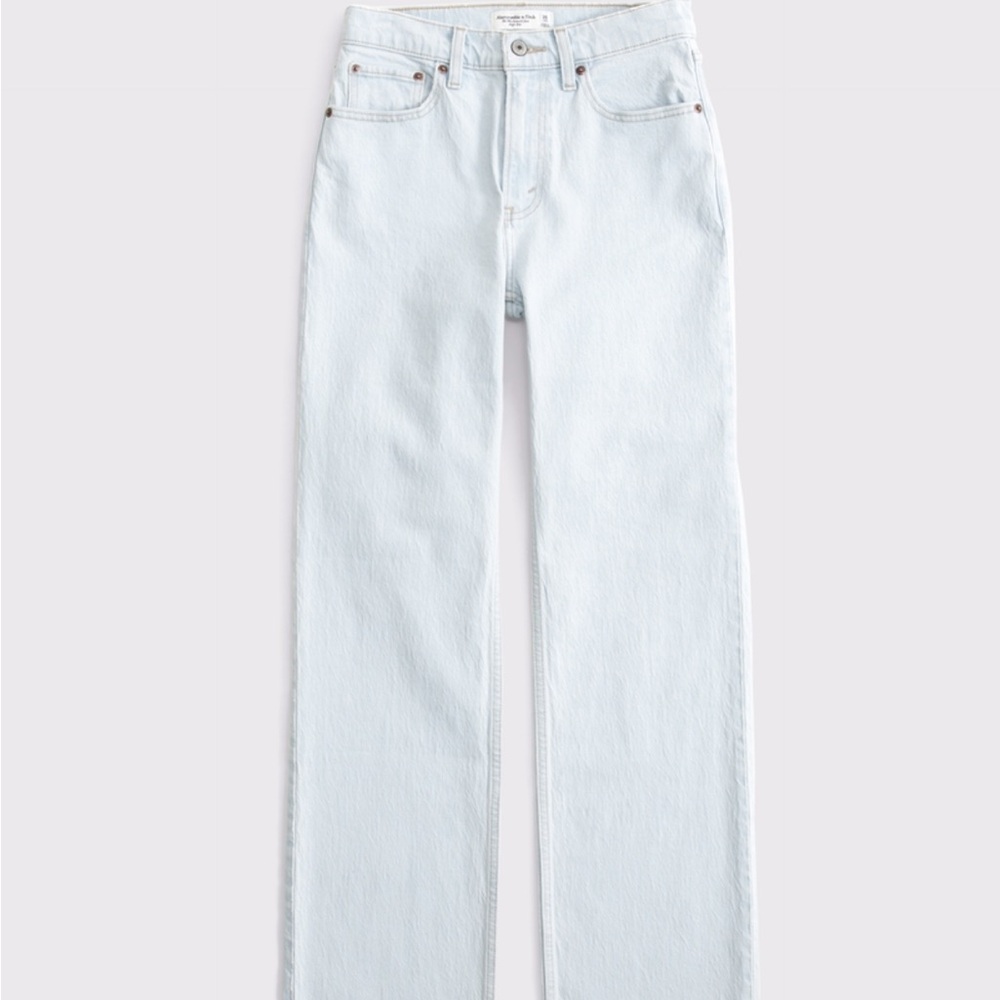 Abercrombie & Fitch Curve Love High Rise 90s Relaxed Jean - 27 Long - Light Wash - Picture 7 of 10